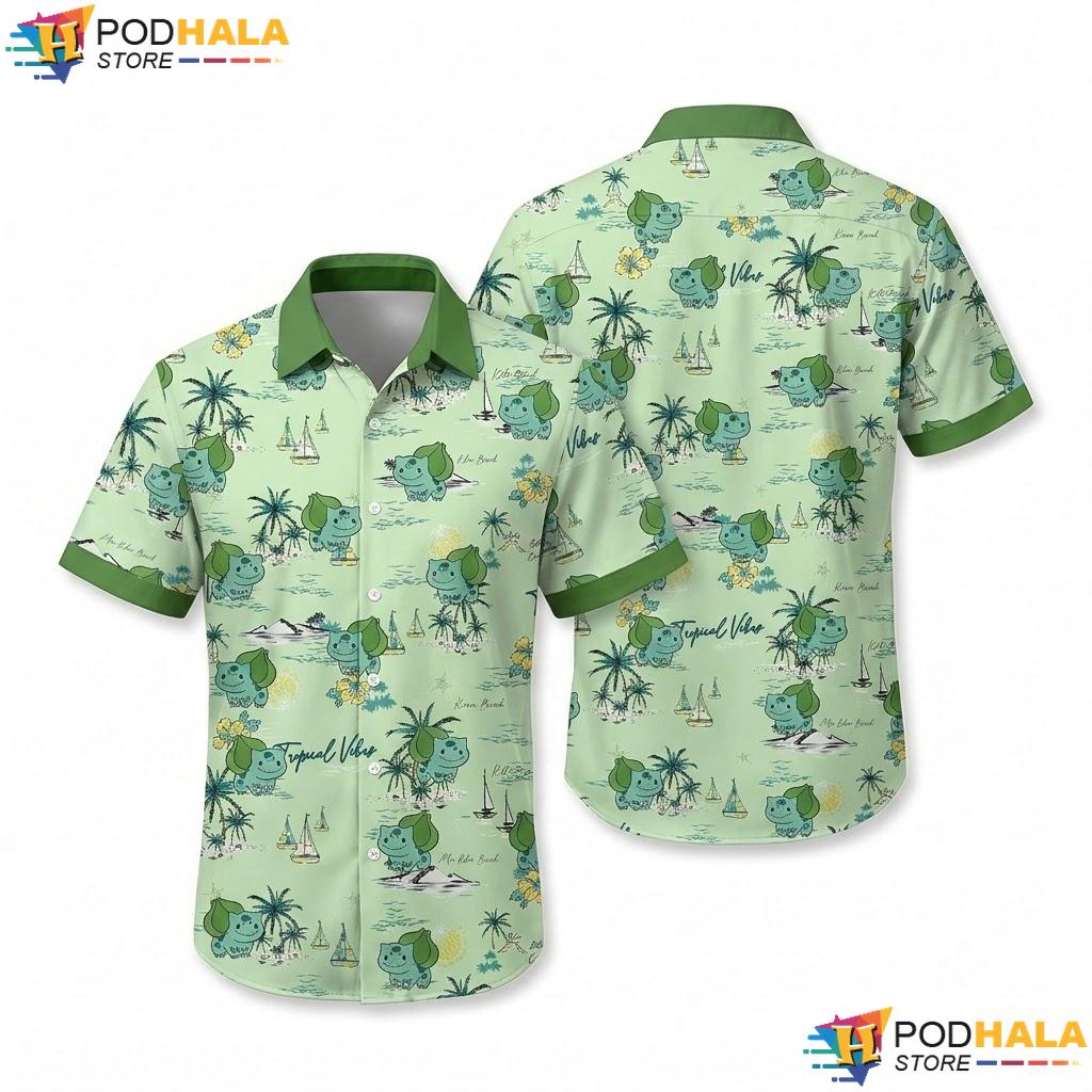 Bulbasaur Tropical Hawaiian Shirt Cute Anime Summer Casual Aloha Top