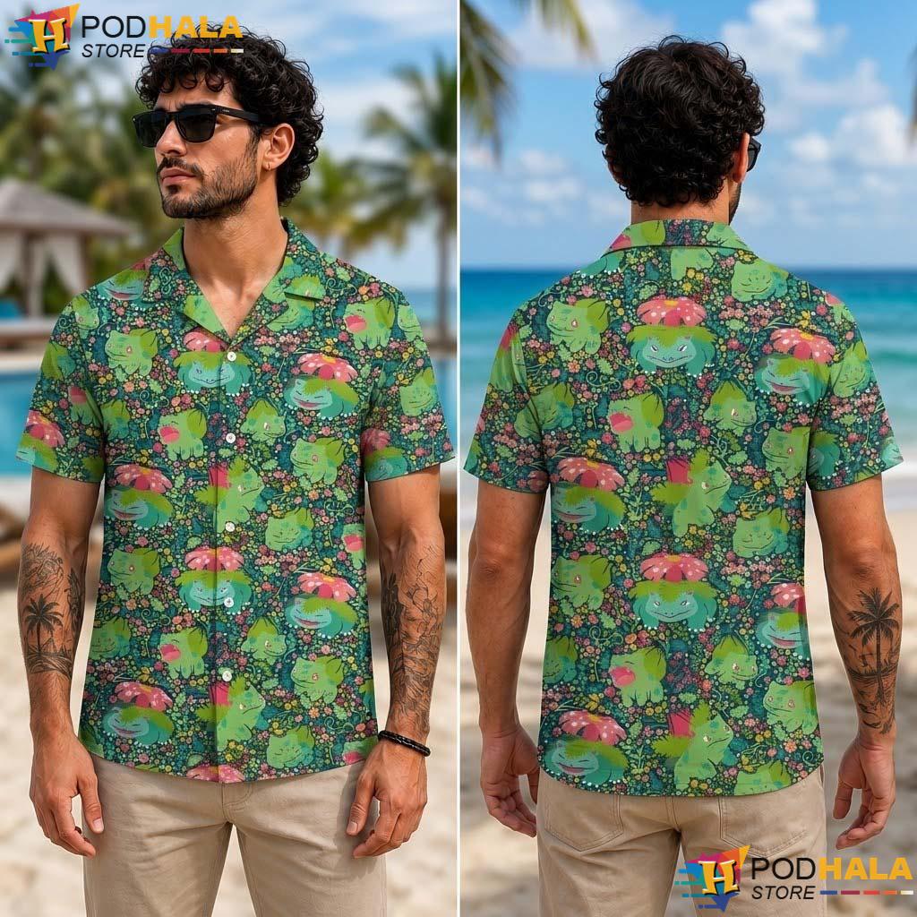 Bulbasaur Venusaur Halloween Aloha Shirt Tropical Forest Beach Outfit Bulbasaur Venusaur Halloween Aloha Shirt Tropical Forest Beach Outfit