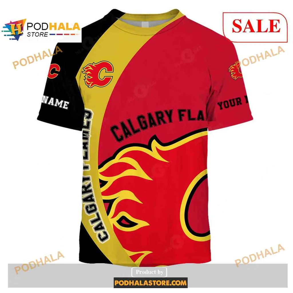 Calgary Flames All Over Print Hoodie, Bold Team Spirit Design In Red And Yellow Calgary Flames All Over Print Hoodie, Bold Team Spirit Design In Red And Yellow