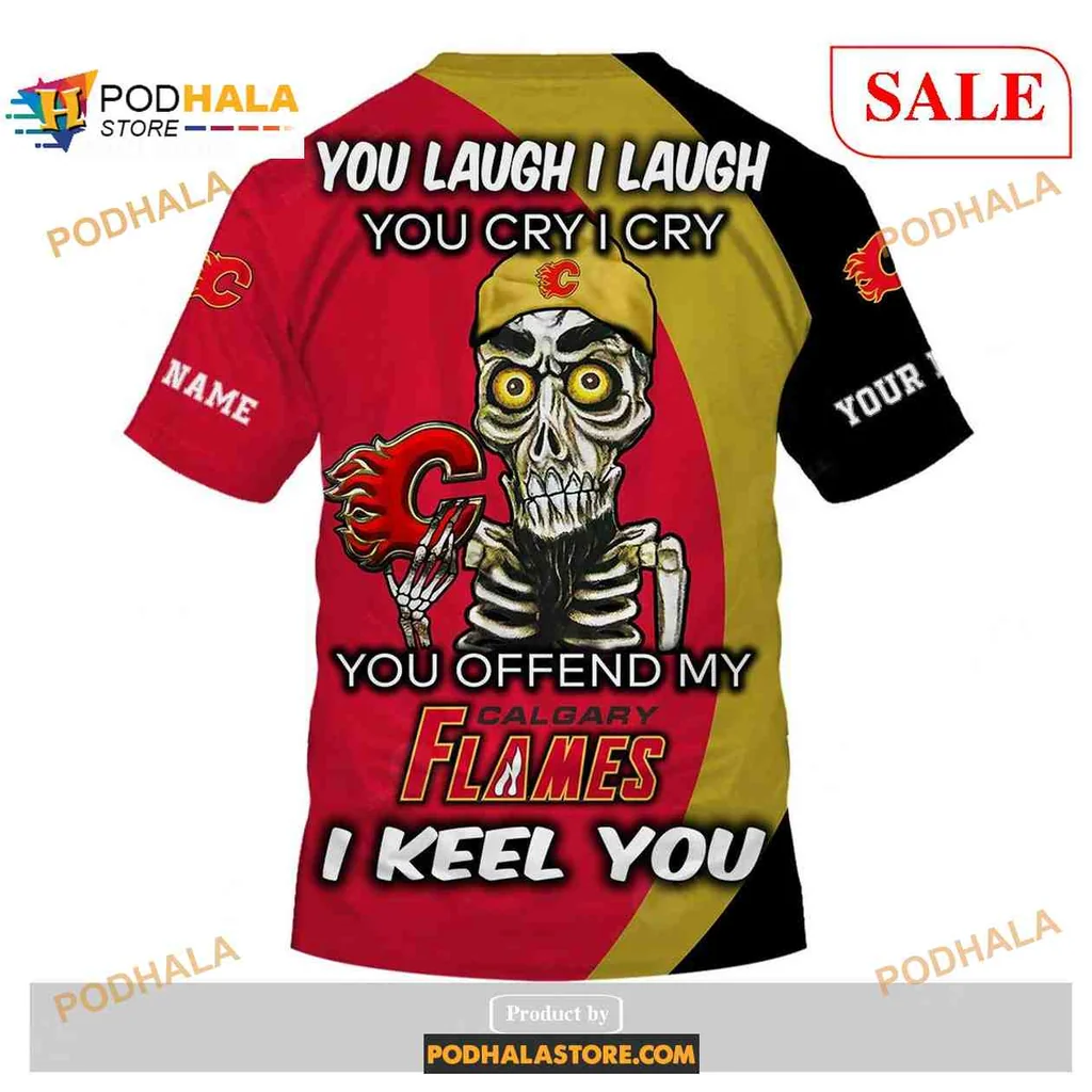 Calgary Flames 3D Print Hoodie, Bold Team Spirit Design In Red And Yellow Calgary Flames 3D Print Hoodie, Bold Team Spirit Design In Red And Yellow
