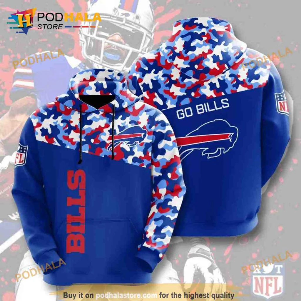 Camo Buffalo Bills 3d Hoodie With Go Bills Graphic And Buffalo Design