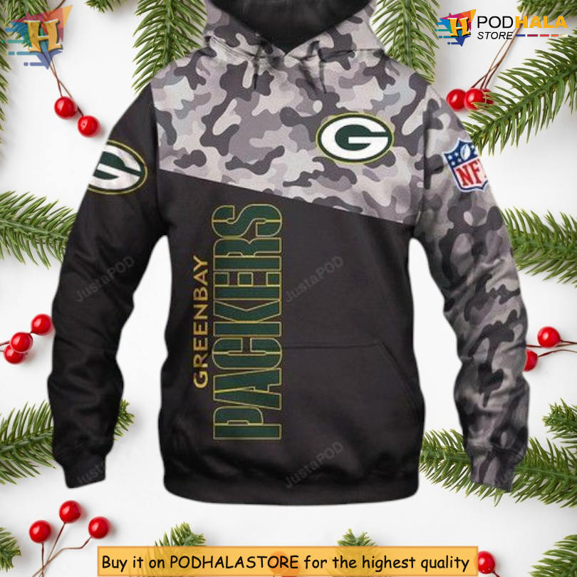 Camo Style Green Bay Packers Zip Up Hoodie, NFL 3D All Over Print Edition