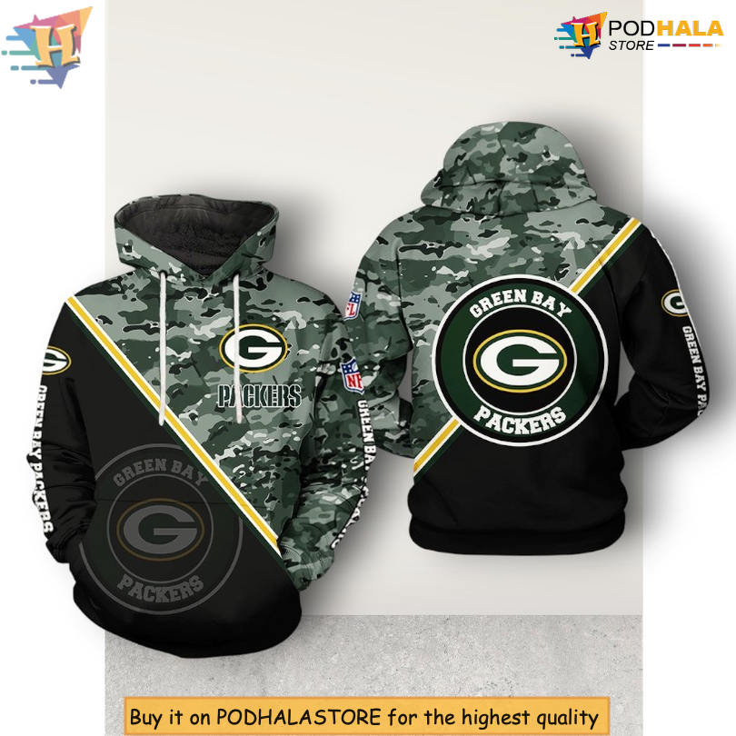 Camo Team Style Green Bay Packers 3D Hoodie Veteran Design With Zipper