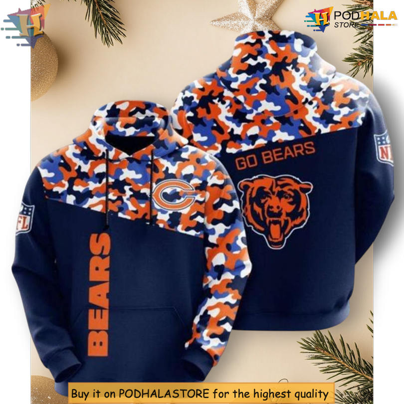 Camouflage Graphic Print Chicago Bears Unisex Hoodie NFL Team Option