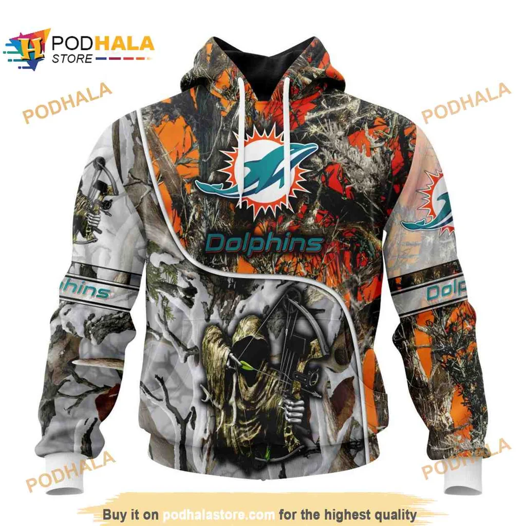 Camouflage Miami Dolphins Hunting 3d Hoodie With Outdoor Sports Design