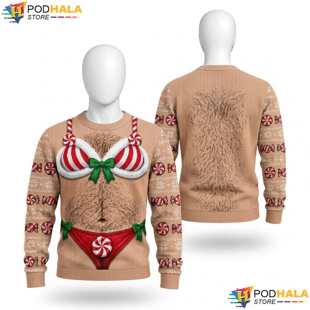 Candy Cane Torso Party Ugly Christmas Sweater Funny Festive Xmas Outfit