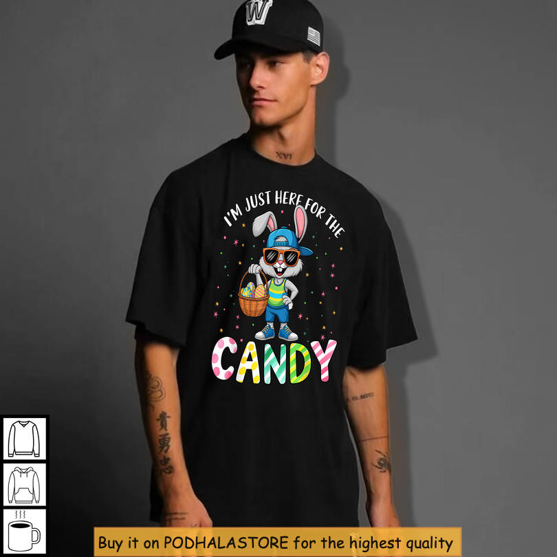 Candy Lover Bunny Graphic Kids Easter Shirts Funny Easter Candy Outfit