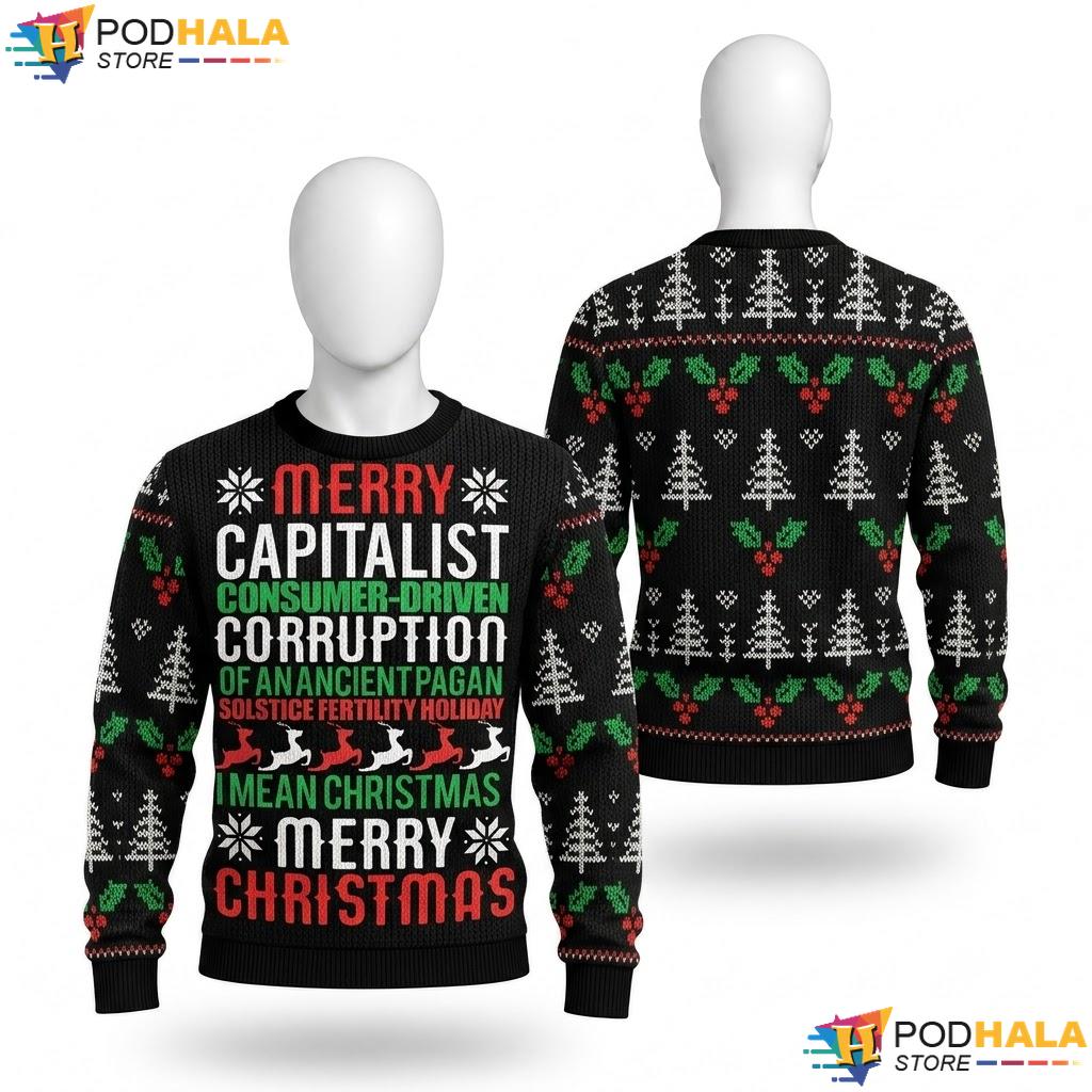 Capitalist Ancient Pagan Ugly Christmas Sweater Funny Holiday Meme