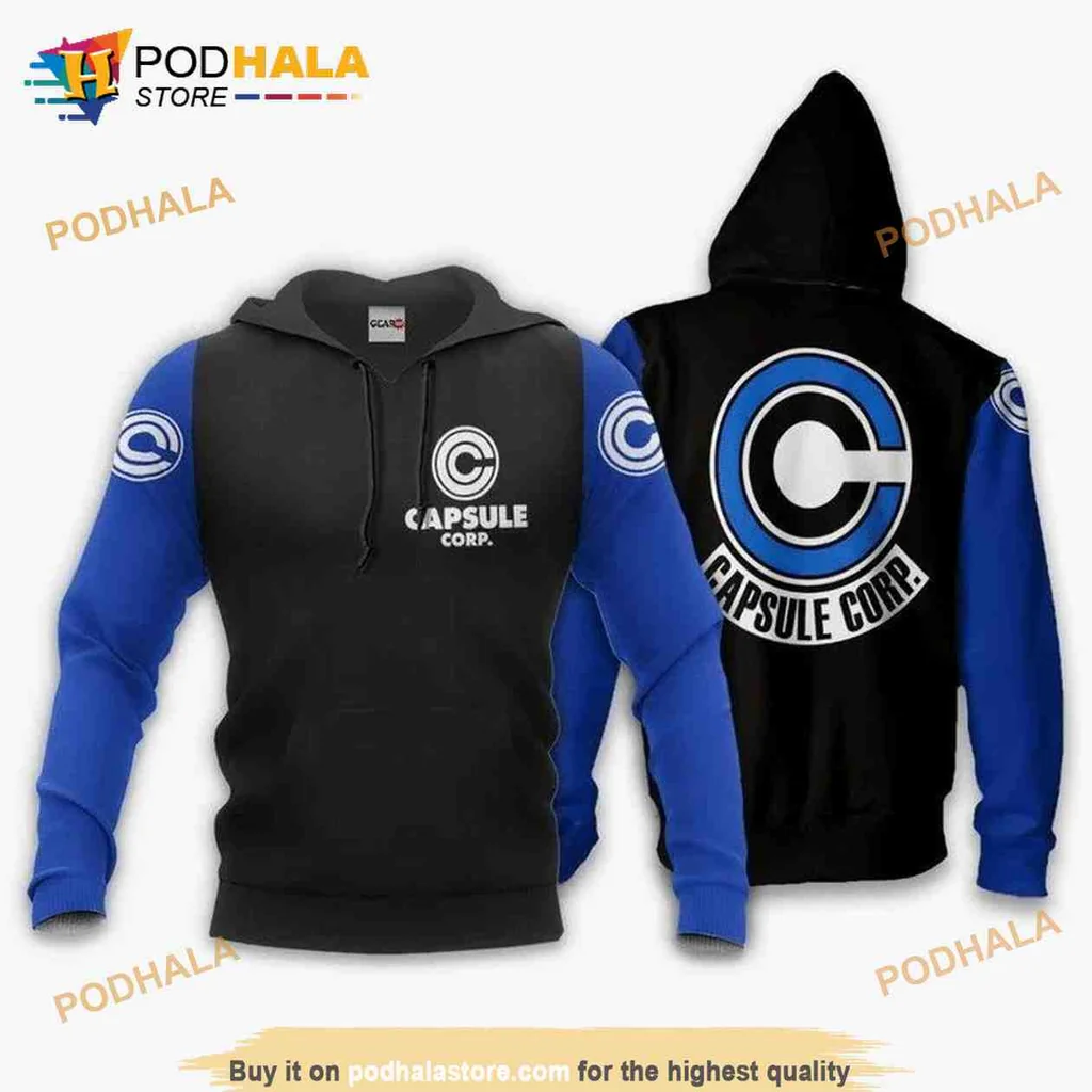 Capsule Corp Dragon Ball 3d Hoodie With Bold Logo Design