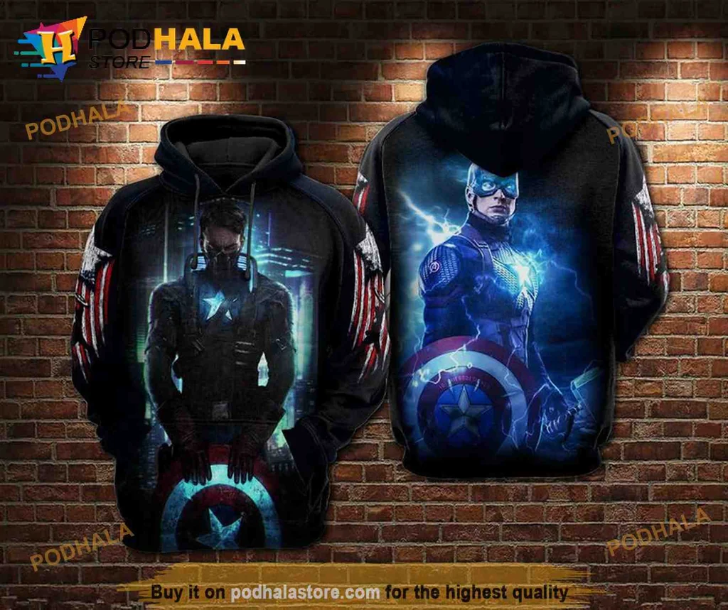 Captain America 3d Hoodie With Iconic Shield And Dynamic Design
