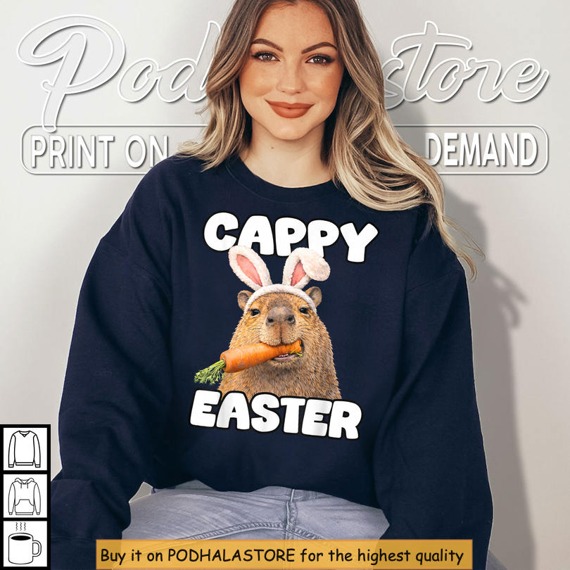 Capybara Bunny Meme Gift Easter Shirts For Adults Funny Easter Graphic Tee