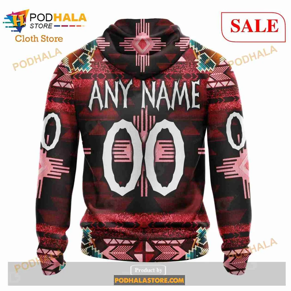 Carolina Hurricanes Native American Hoodie With Vibrant Logo Design - View 2 Carolina Hurricanes Native American Hoodie With Vibrant Logo Design - View 2