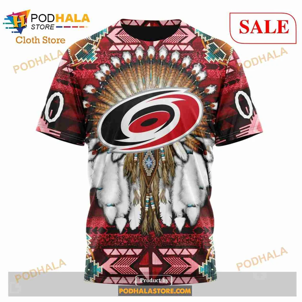 Carolina Hurricanes Native American Hoodie With Vibrant Logo Design - Product View 6 Carolina Hurricanes Native American Hoodie With Vibrant Logo Design - Product View 6