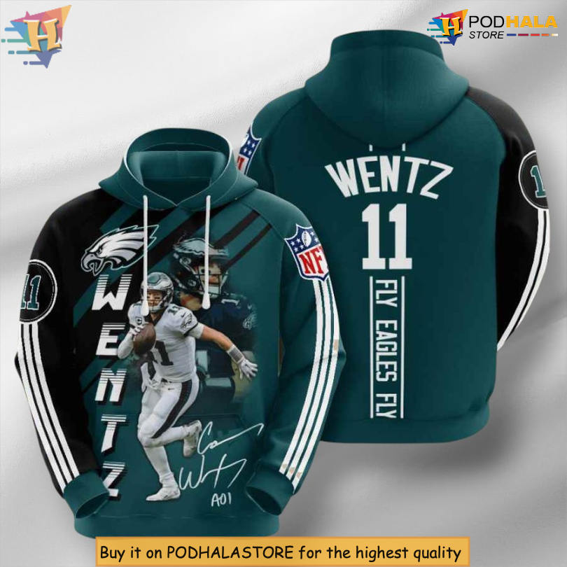 Carson Wentz USA Tribute Custom Philadelphia Eagles Hoodies Zip Up Hoodie