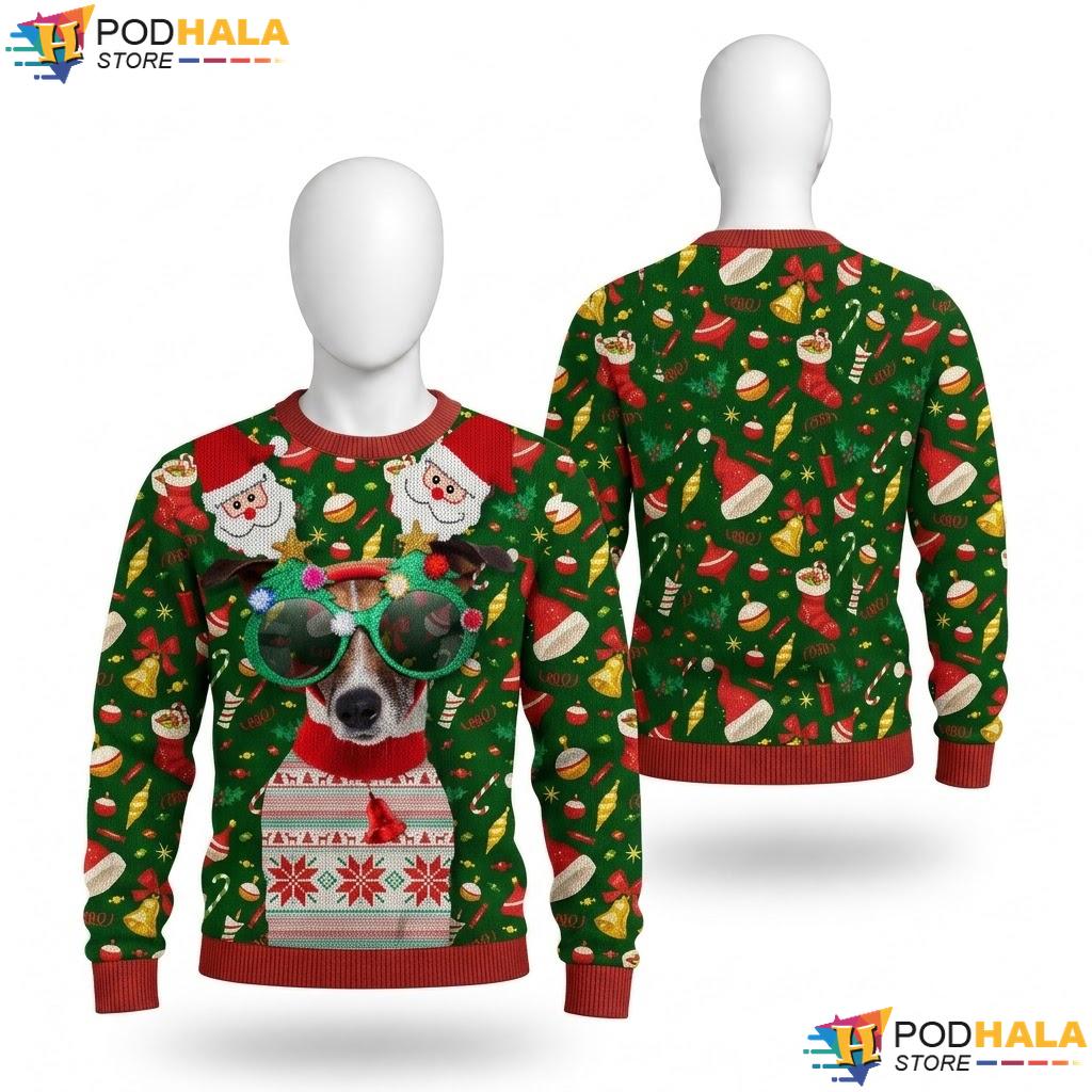 Cartoon Dog Festive Holiday Sweater Funny Christmas Gatherings Apparel