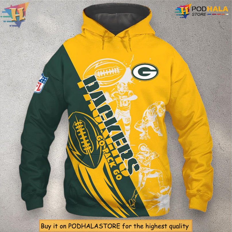 Cartoon Player Cute Design Green Bay Packers 3D Hoodie Zip Up for Fans