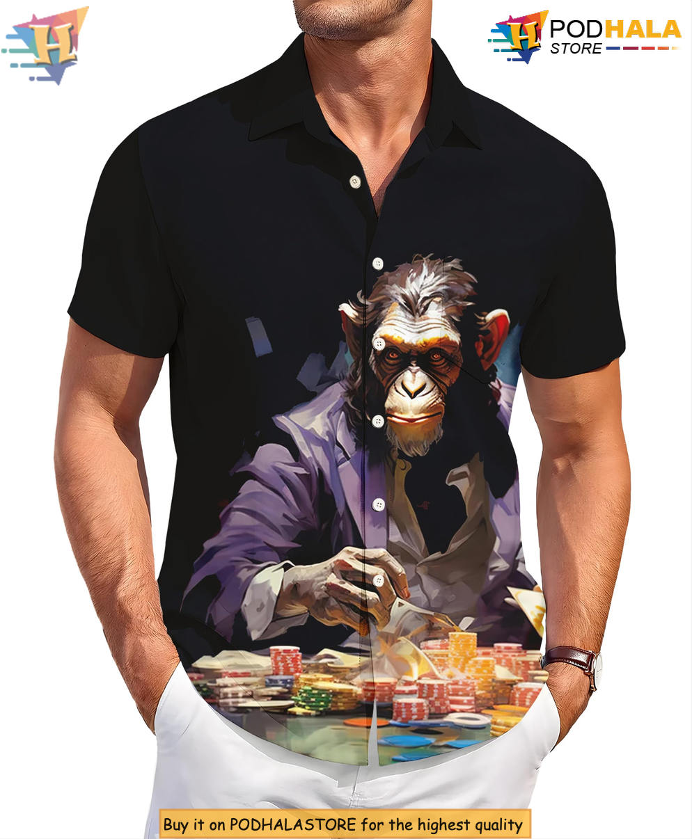 Casual Ape BBQ Hawaiian Shirt 2026 Funny Printed Summer Beach Party Apparel