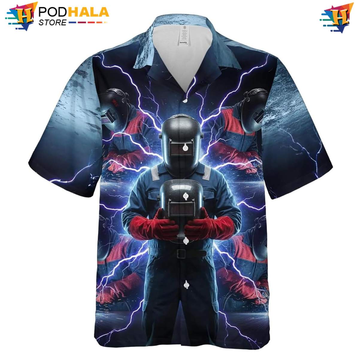 Casual Welder Aloha Shirt Mens Button Down Welding Worker Beachwear Outfit