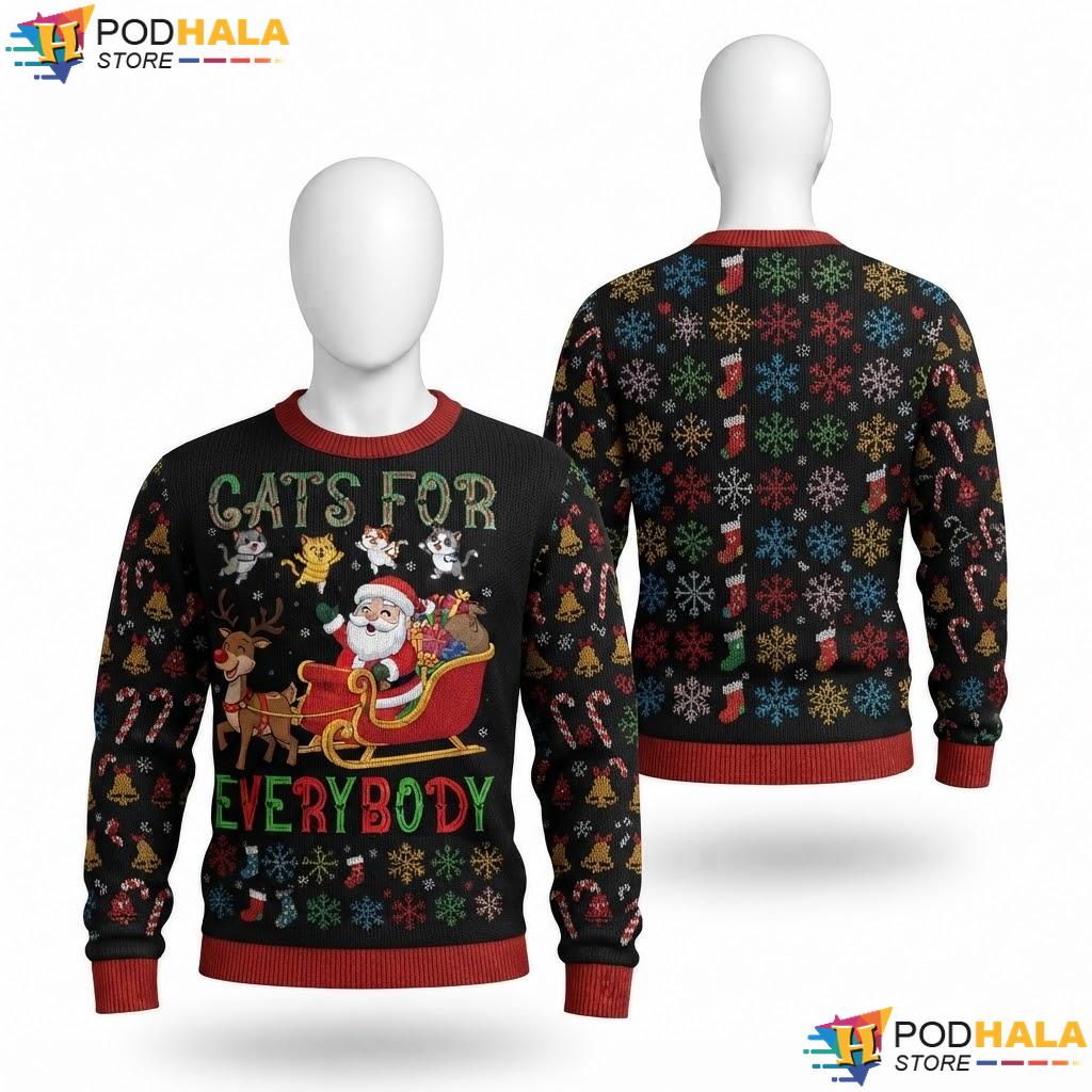 Cat Funny Xmas Cats Ugly Christmas Sweater For Everybody Holiday Top