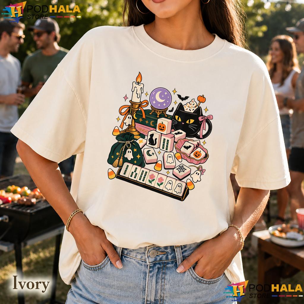 Cat Mahjong Spooky Halloween Comfort Colors Tshirt Womens Apparel Top Cat Mahjong Spooky Halloween Comfort Colors Tshirt Womens Apparel Top