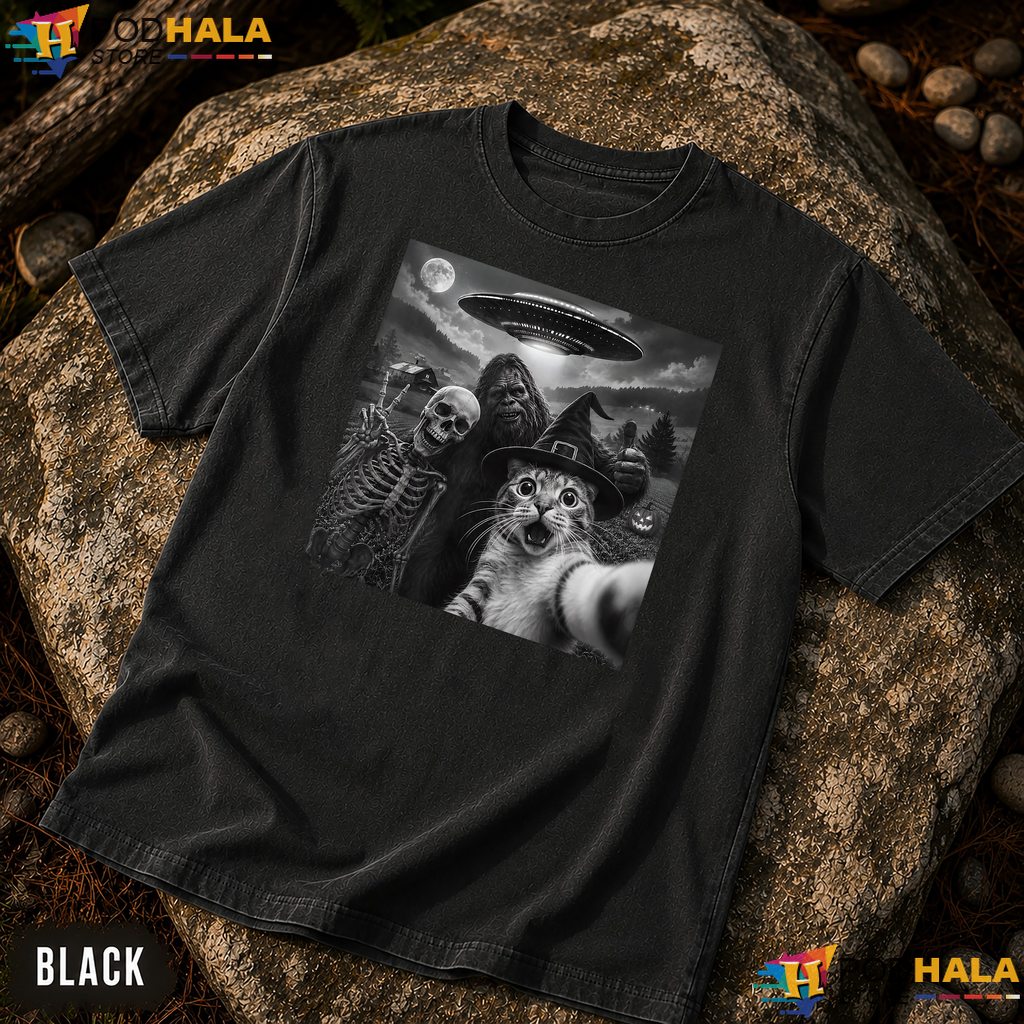 Cat Selfie Bigfoot UFO Comfort Colors Shirt Funny Alien Skeleton Pet Top Cat Selfie Bigfoot UFO Comfort Colors Shirt Funny Alien Skeleton Pet Top