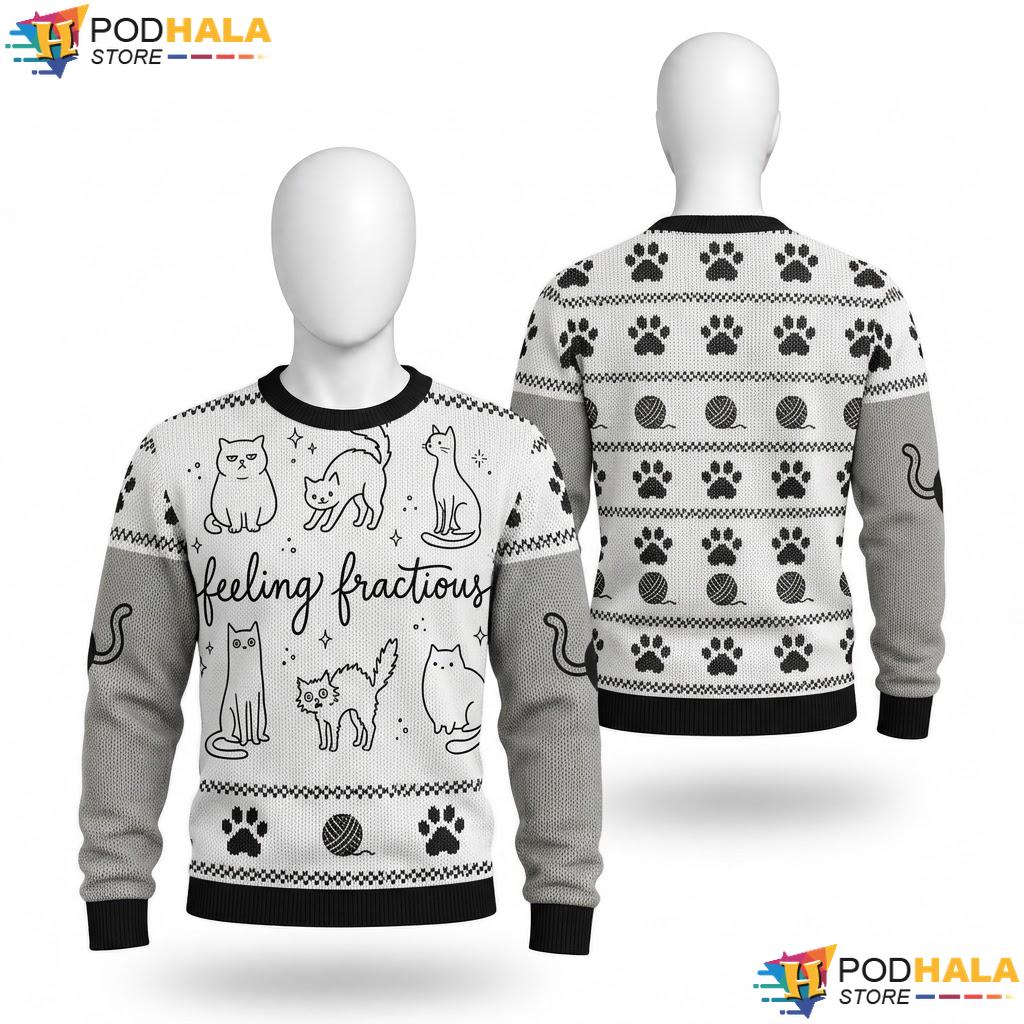 Cat Veterinarian Vet Tech Christmas Sweater Feeling Fractious Top