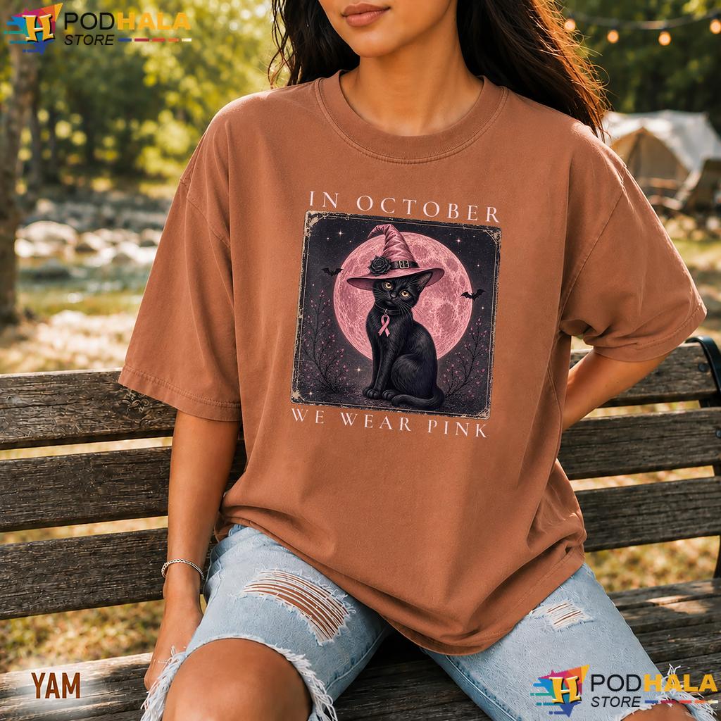 Cat Witch October Pink Comfort Colors Shirt Breast Cancer Awareness Cat Witch October Pink Comfort Colors Shirt Breast Cancer Awareness