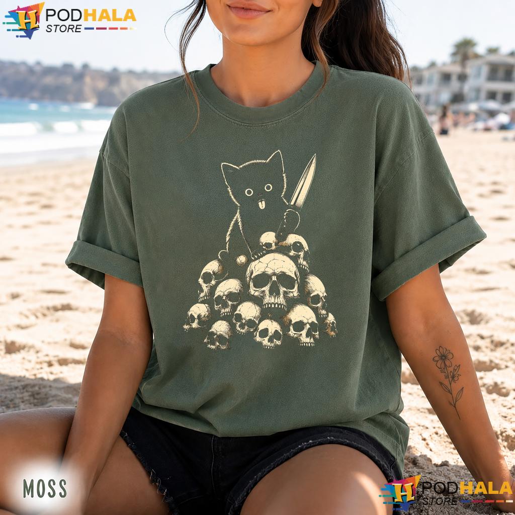 Cat With Knife Comfort Colors Shirt Spooky Halloween Costume Skulls Tee Cat With Knife Comfort Colors Shirt Spooky Halloween Costume Skulls Tee