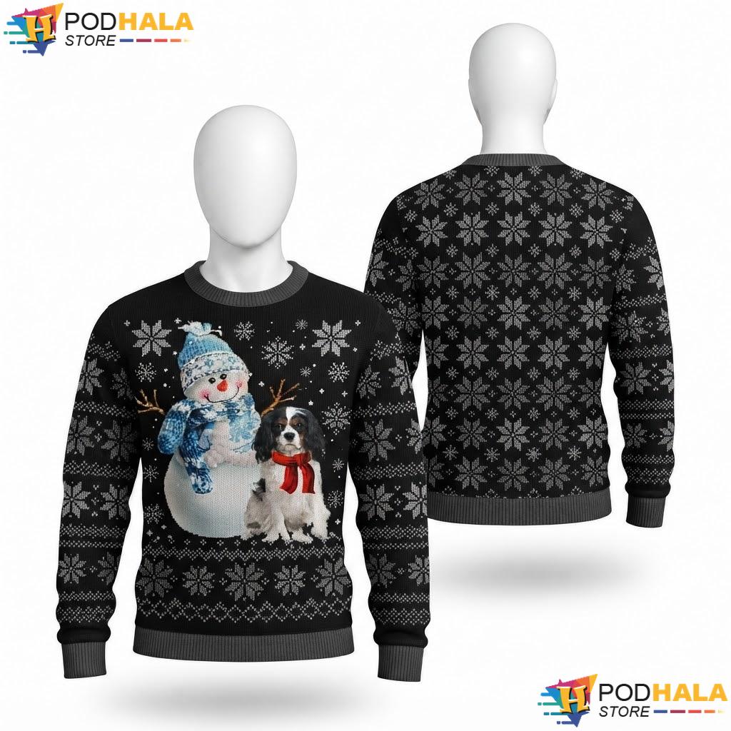 Cavalier King Charles Spaniel Christmas Sweater Snowman Pajama Top