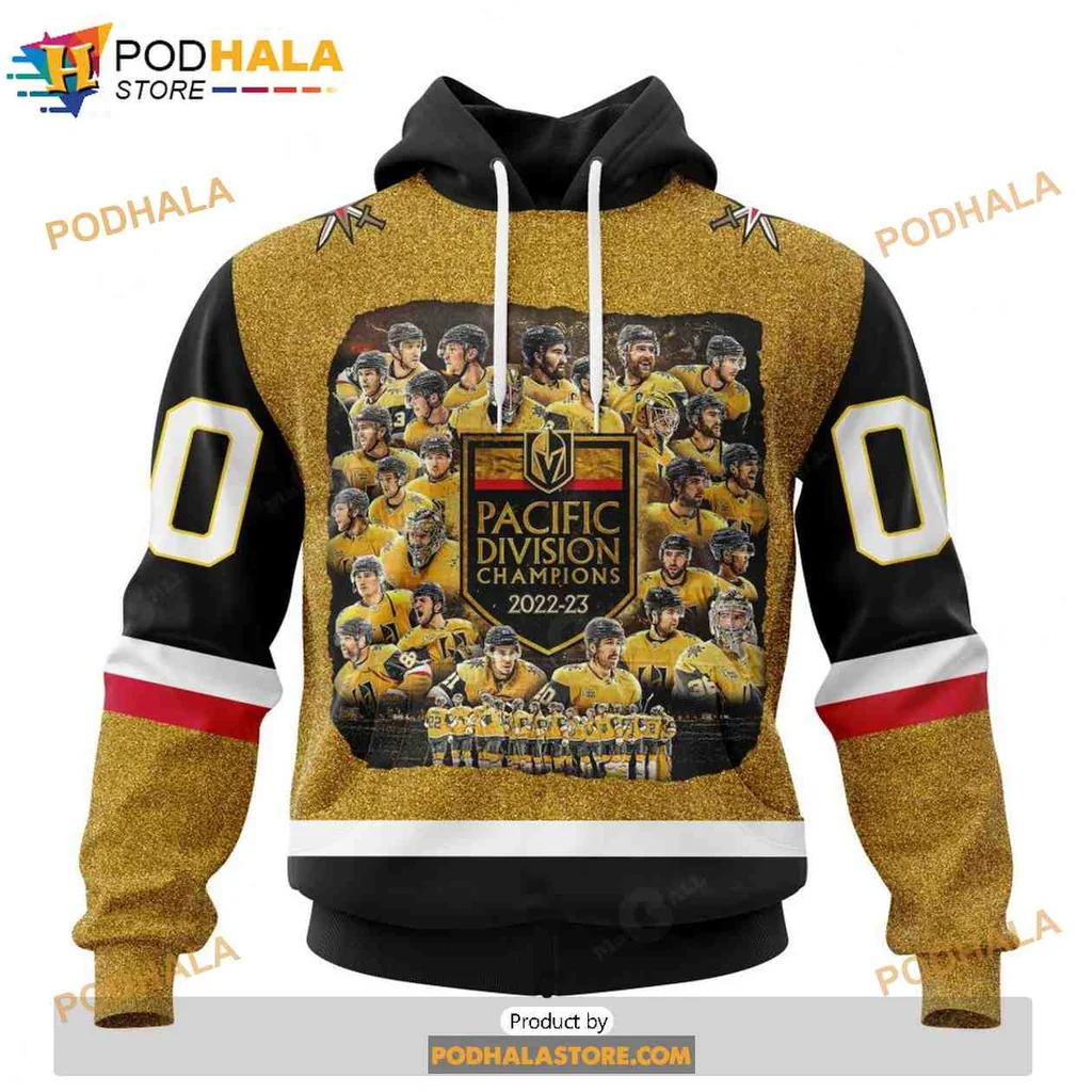 Celebratory Vegas Golden Knights 3d Hoodie Featuring Pacific Division Champions Design