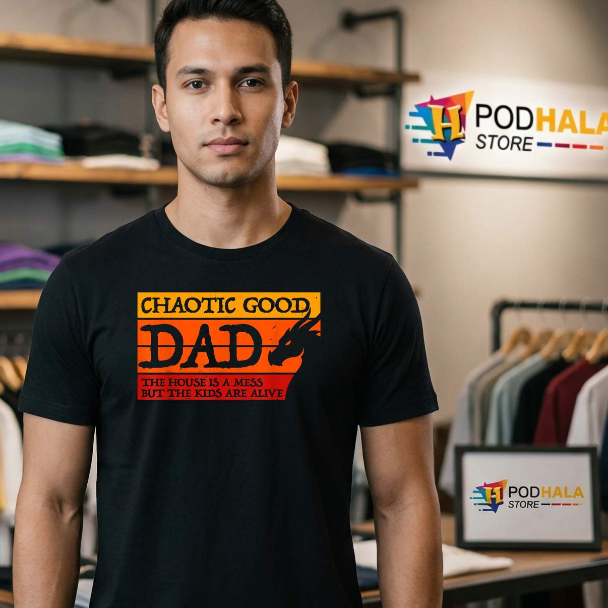 Chaotic Good Gamer Dad Shirt The House Is A Mess Funny Fatherhood Apparel