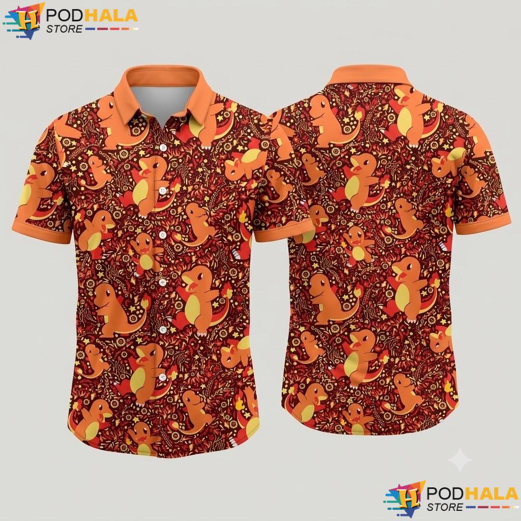 Charmander Fire Hawaiian Shirt Cute Kawaii Pattern Anime Summer Top