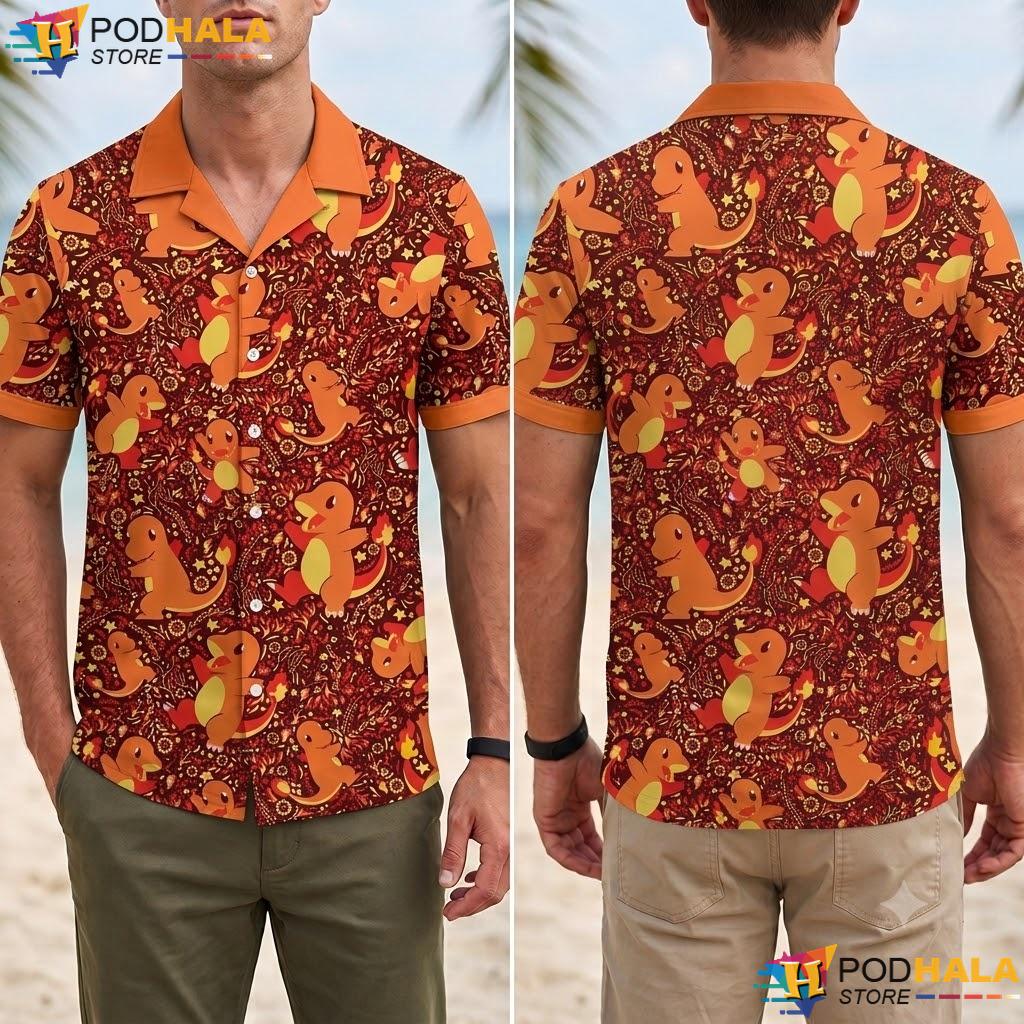 Charmander Fire Aloha Shirt Cute Kawaii Pattern Anime Summer Top Charmander Fire Aloha Shirt Cute Kawaii Pattern Anime Summer Top