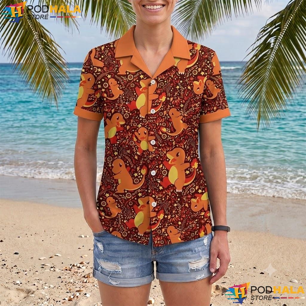 Charmander Fire Tropical Shirt Cute Kawaii Pattern Anime Summer Top Charmander Fire Tropical Shirt Cute Kawaii Pattern Anime Summer Top