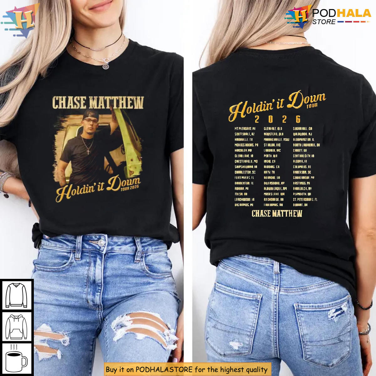 Chase Matthew Holdin It Down Tour Shirt 2026 Concert Merch Fitcheck Fan