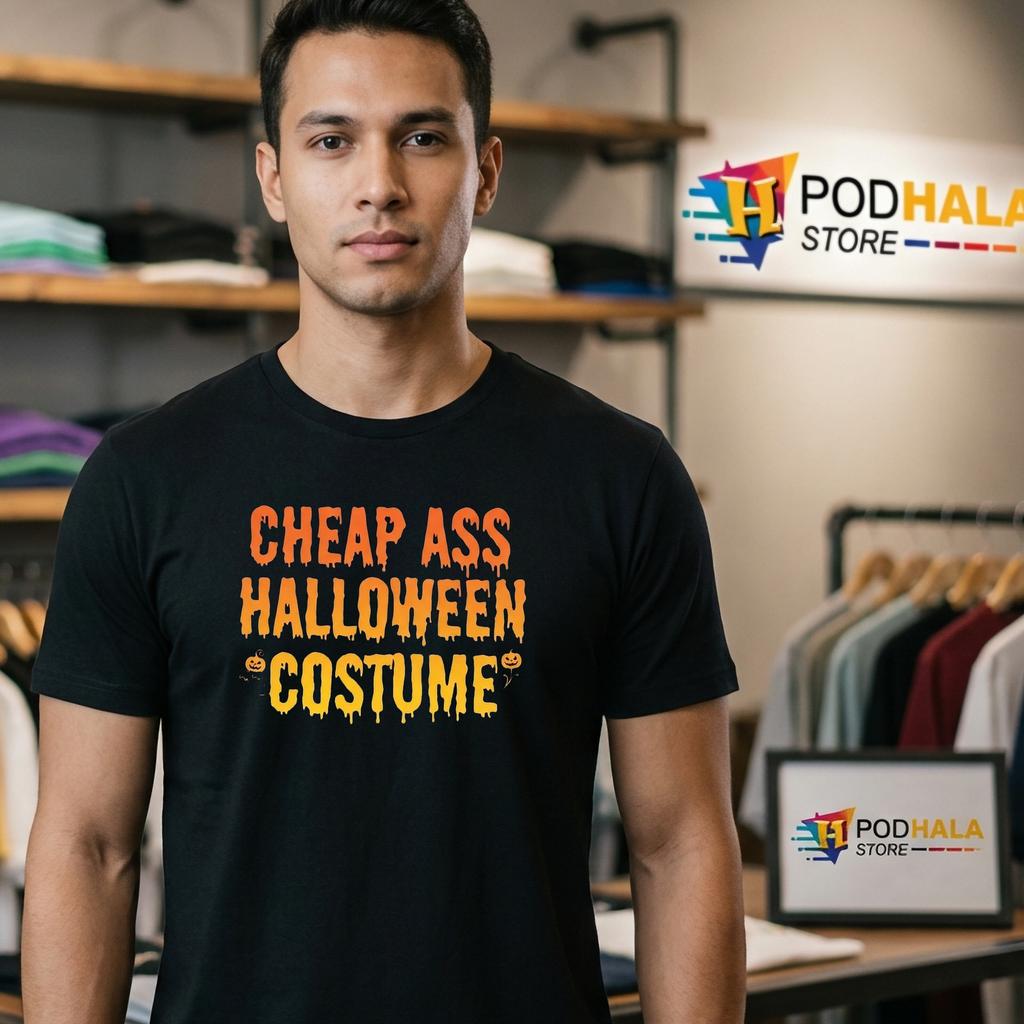 Cheap Ass Costume Halloween T-Shirt Funny Lazy Party Outfit Mens Top