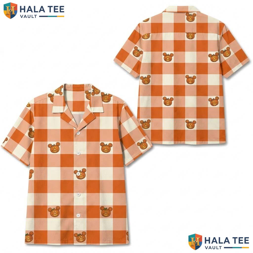 Checkered Board Halloween Hawaiian Shirt Mickey Pumpkins Head Aloha