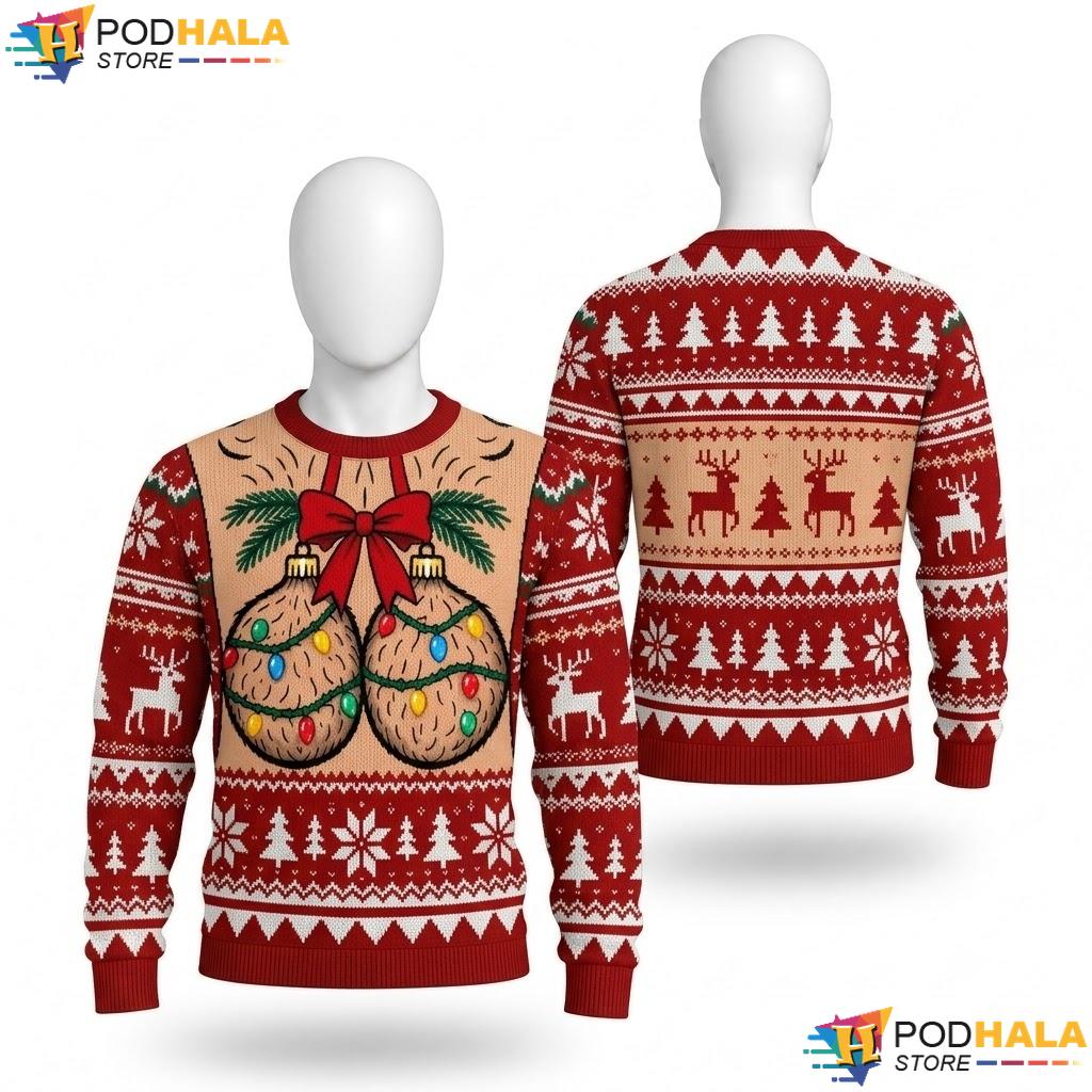 Cheeky Humor Ornaments Ugly Xmas Sweater Funny Christmas Couple Apparel