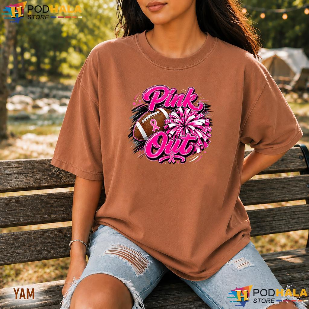 Cheer Football Pink Ribbon Comfort Colors Shirt Breast Cancer Awareness Cheer Football Pink Ribbon Comfort Colors Shirt Breast Cancer Awareness