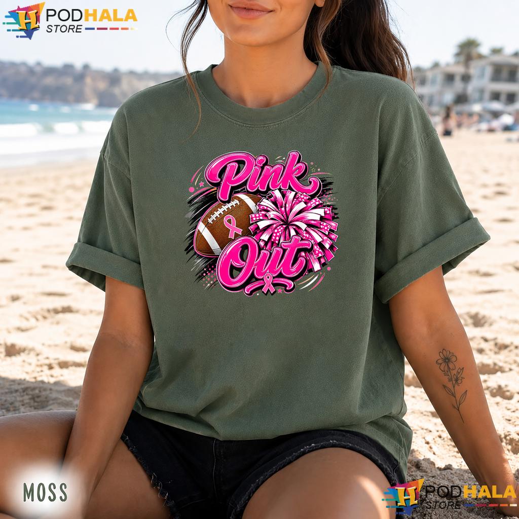 Cheer Football Pink Ribbon Comfort Colors Tee Breast Cancer Awareness Cheer Football Pink Ribbon Comfort Colors Tee Breast Cancer Awareness