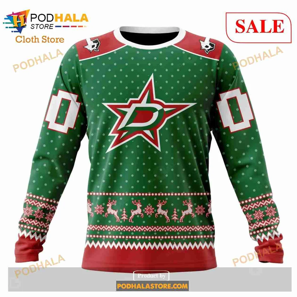 Cheerful Dallas Stars 3D Print Hoodie With Snowflakes And Reindeer Accents Cheerful Dallas Stars 3D Print Hoodie With Snowflakes And Reindeer Accents