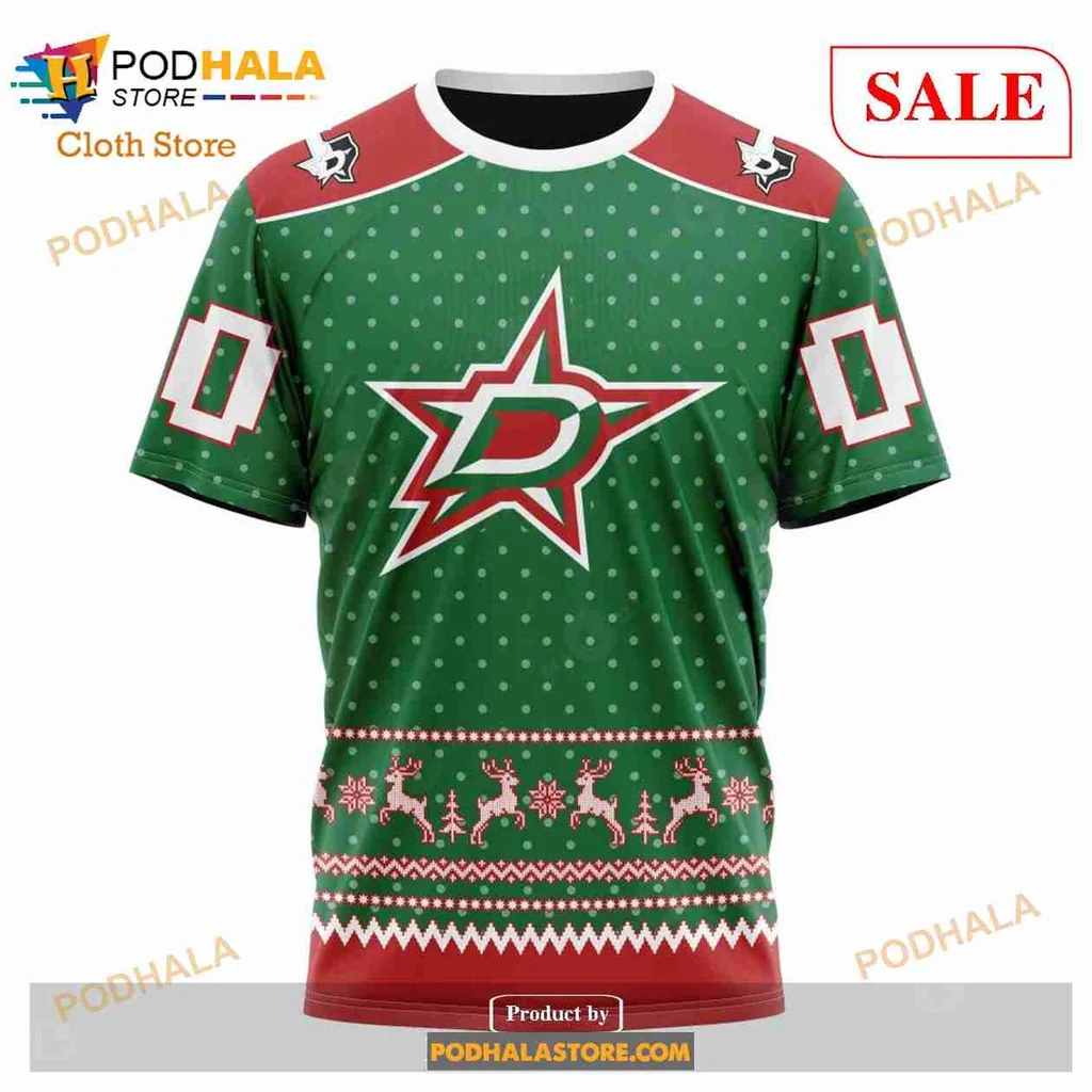 Cheerful Dallas Stars 3d Hoodie With Snowflakes And Reindeer Accents - Product View 6 Cheerful Dallas Stars 3d Hoodie With Snowflakes And Reindeer Accents - Product View 6