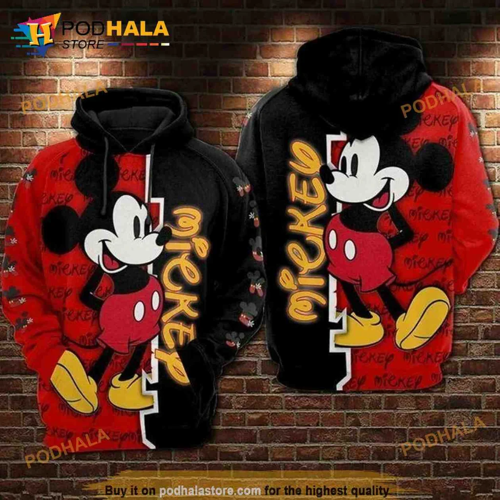Cheerful Mickey Mouse 3d Hoodie Featuring Vibrant Cartoon Design