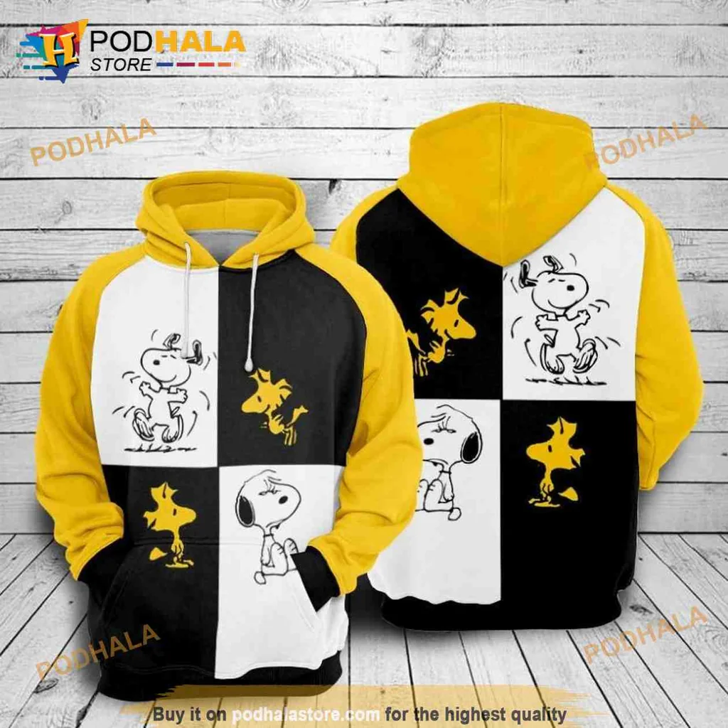 Cheerful Snoopy Woodstock 3d Hoodie With Playful Cartoon Design