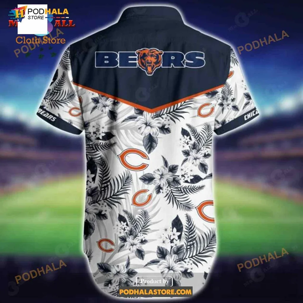 Chicago Bears Tropical Hawaiian Shirt With Bold Bear Graphic