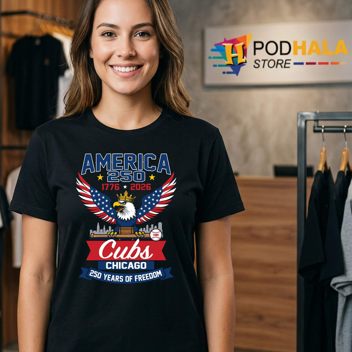 Chicago Cubs Eagle America Shirt 250 Years Freedom 1776 2026 Fan Graphic Art