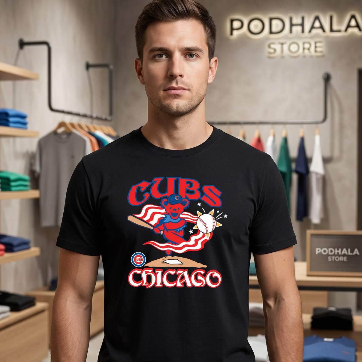 Chicago Cubs Grateful Dead Bear Shirt Americana Baseball Fan Graphic For Men