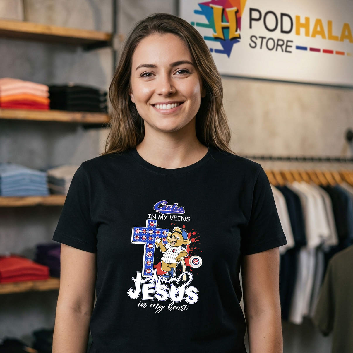 Chicago Cubs Mascot Jesus Heart Shirt 2026 In My Veins Baseball Fan Graphic