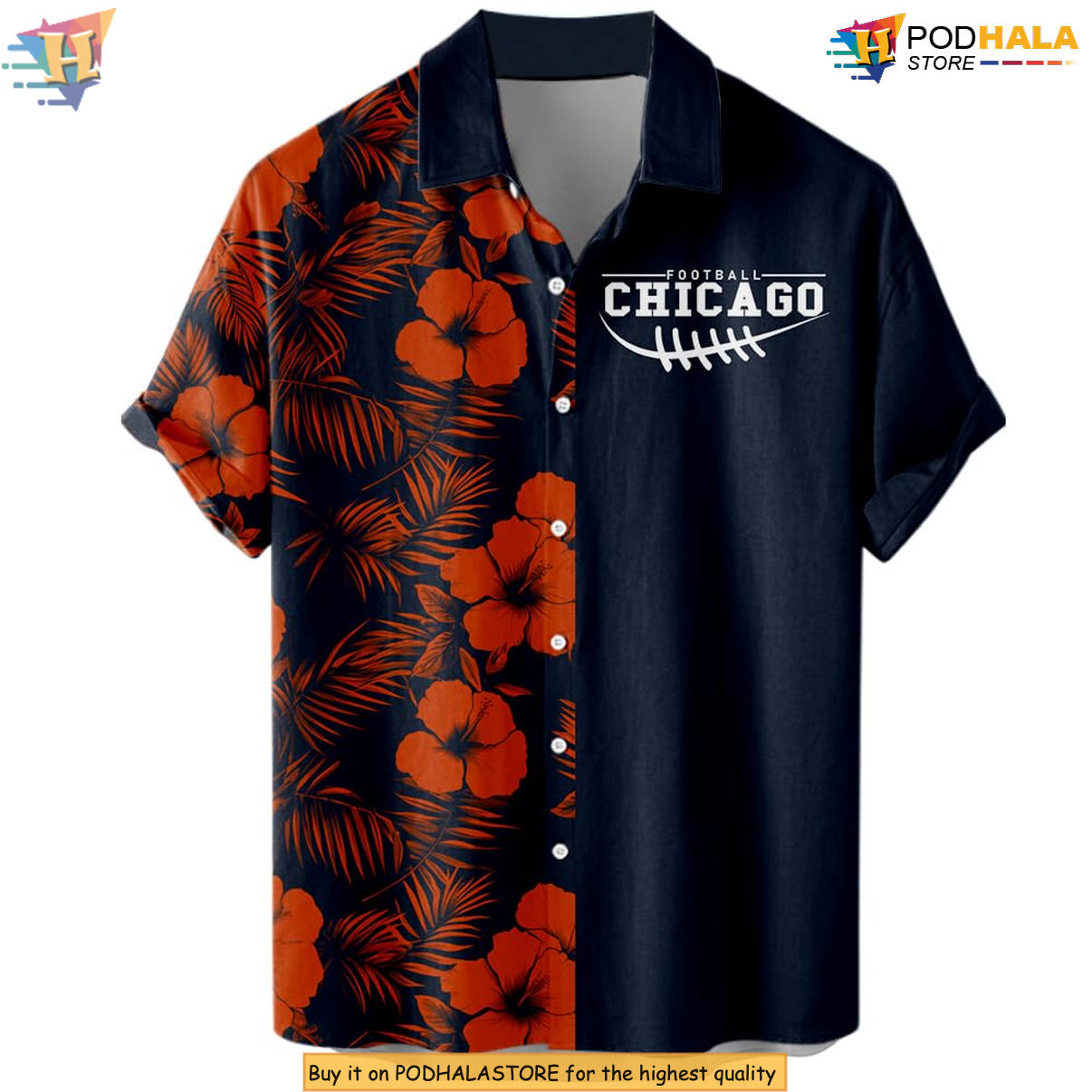 Chicago Floral Football Hawaiian Shirt 2026 Custom Name Number Fan Apparel