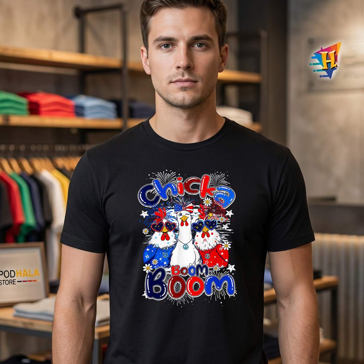 Chicka Boom Boom Funny Chicken Shirt Patriotic Fourth Of July Top